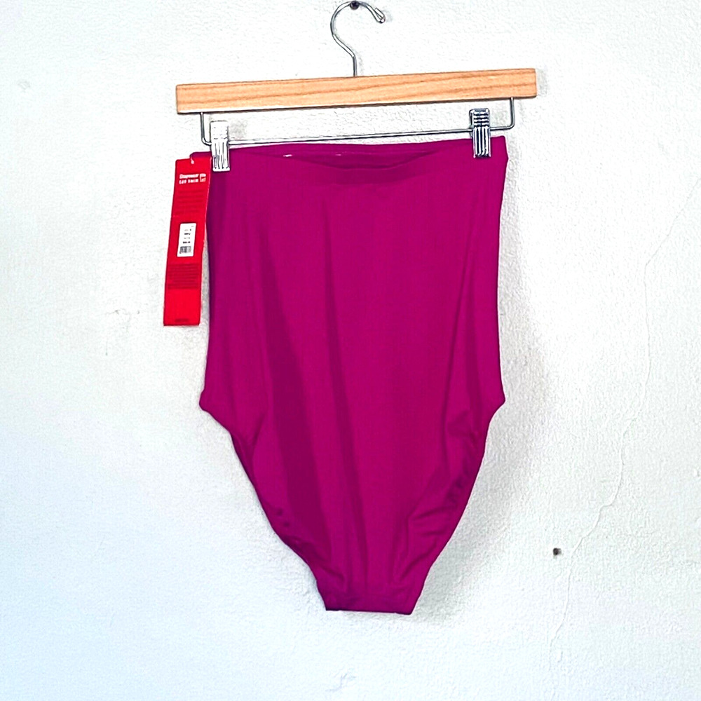 Spanx Swimsuit Size 8 Berry Pink One Piece Strapless Shapewear Barbie Beach NEW